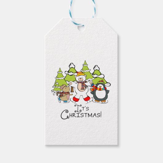 Dieren Kerstmis Cadeaulabel (Voorkant)