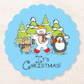 Dieren Kerstmis Kartonnen Onderzetters (Voorkant)