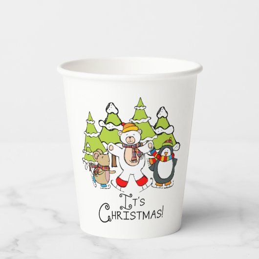 Dieren Kerstmis Papieren Bekers (Achterkant)