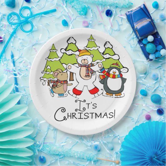 Dieren Kerstmis Papieren Bordje (Feest)