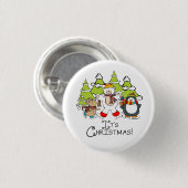 Dieren Kerstmis Ronde Button 3,2 Cm (Voorkant /achterkant)