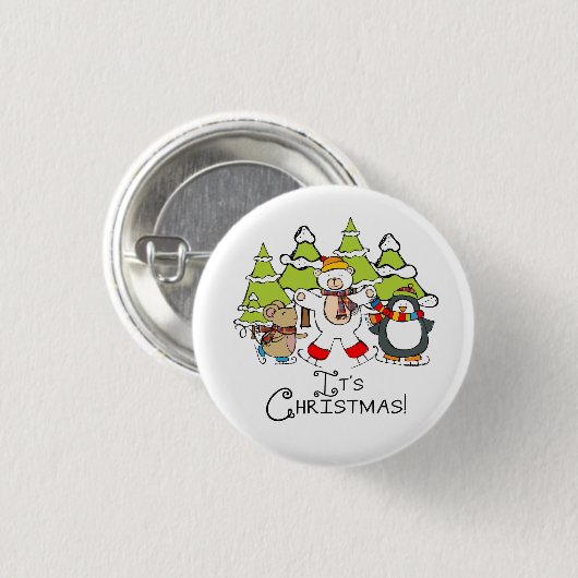 Dieren Kerstmis Ronde Button 3,2 Cm (Voorkant /achterkant)