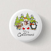 Dieren Kerstmis Ronde Button 3,2 Cm (Voorkant)
