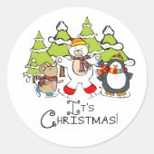 Dieren Kerstmis Ronde Sticker (Voorkant)