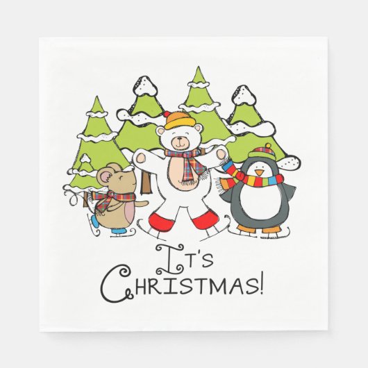 Dieren Kerstmis Servet (Voorkant)