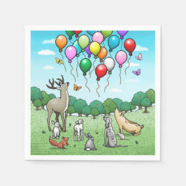 Dieren kijken naar de ballonnen servet