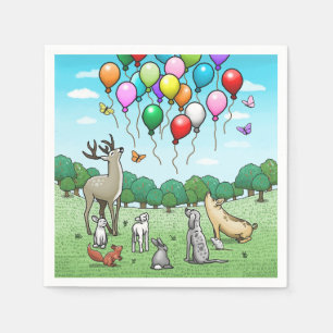 Dieren kijken naar de ballonnen servet