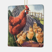 dieren, kippen met Baby op Boerderij Keramisch Ornament (Links)