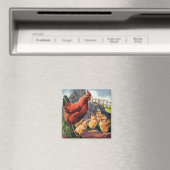 dieren, kippen met Baby op Boerderij Magneet (Insitu (Vaatwasser))