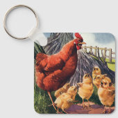  dieren, kippen met Baby op Boerderij Sleutelhanger (Voorkant)