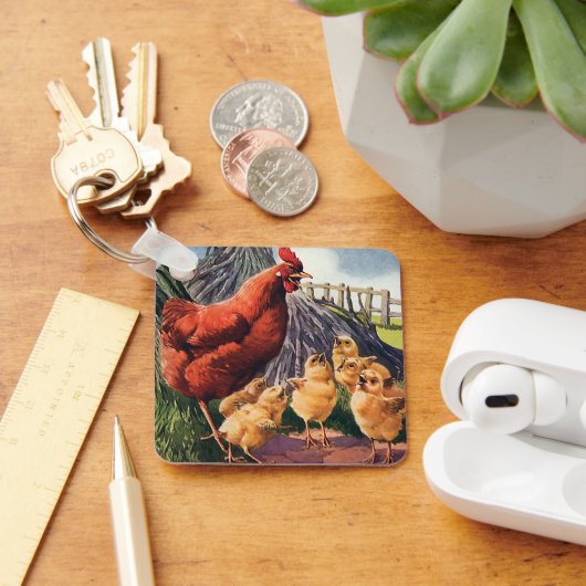  dieren, kippen met Baby op Boerderij Sleutelhanger (Bureau)