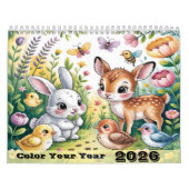 Dieren Kleurkalender Zwart & Wit Lijnkunst Kalender (Hoes)