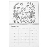 Dieren Kleurkalender Zwart & Wit Lijnkunst Kalender (Jan 2027)