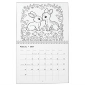 Dieren Kleurkalender Zwart & Wit Lijnkunst Kalender (Feb 2027)