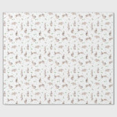 Dieren konijnen een wit botanisch klaverpatroon cadeaupapier (Vlak)