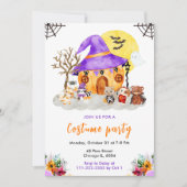 Dieren Kostuum Halloween Feest Kaart (Voorkant)