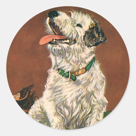  dieren, kotterders puppy kauwschoenen ronde sticker (Voorkant)