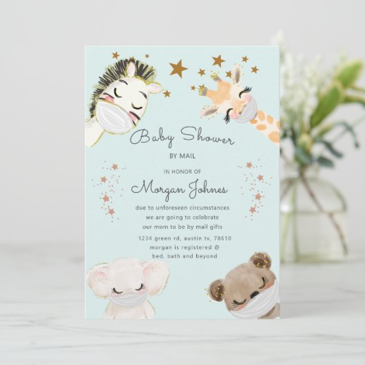 dieren krijgen een Baby shower met een masker per  (Staand voorkant)