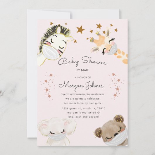 dieren krijgen een Baby shower met een masker per  (Voorkant)