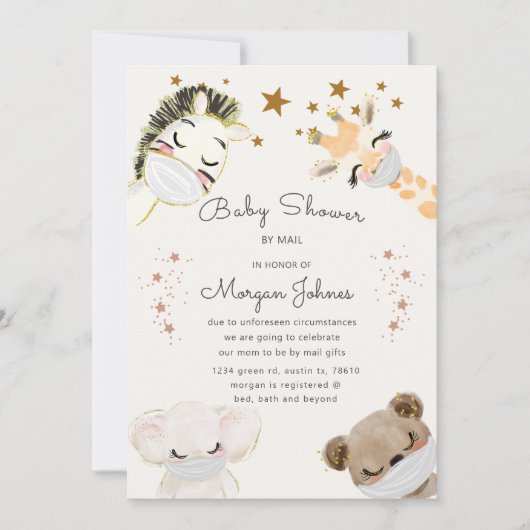 dieren krijgen een Baby shower met een masker per  (Voorkant)