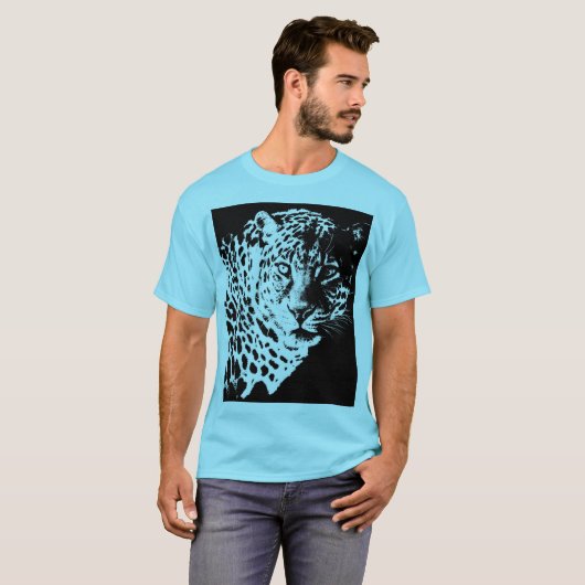 Dieren Leopard Face Modern Pop Art Sjabloon Mannen T-shirt (Voorkant volledig)