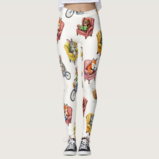 Dieren leven naadloos patroon leggings (Voorkant)