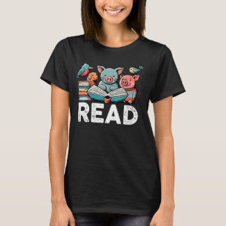 Dieren lezen boek school bibliothecaris lezen boek t-shirt