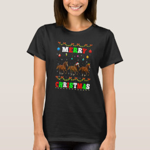 Dieren Lichten Prettig Kerstmis Kerstman Paard T-shirt