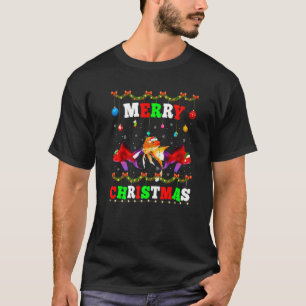 Dieren Lichten Prettig Kerstmis Kerstman Vis T-shirt
