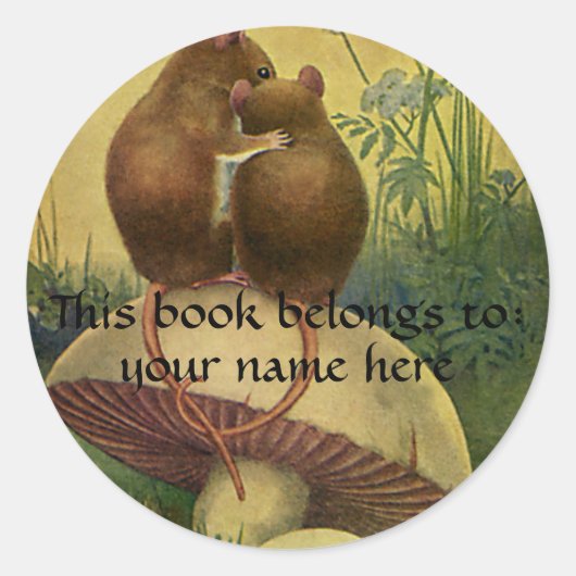  Dieren, Liefde Romance Field Mice Bookplate Ronde Sticker (Voorkant)