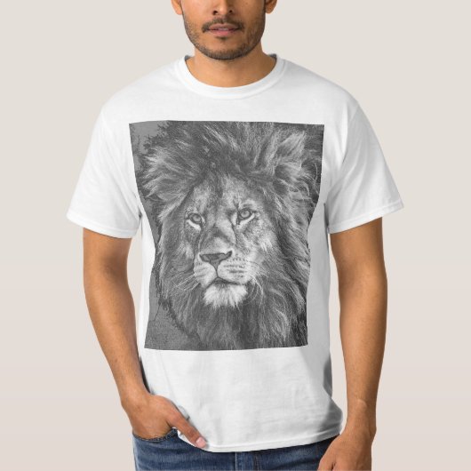 Dieren Lion Face Mannen Modern Sjabloon T-shirt (Voorkant)
