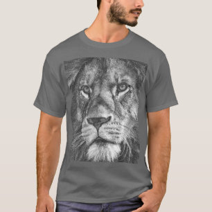 Dieren Lion Face Sjabloon Mannen Elegant Grey T-shirt
