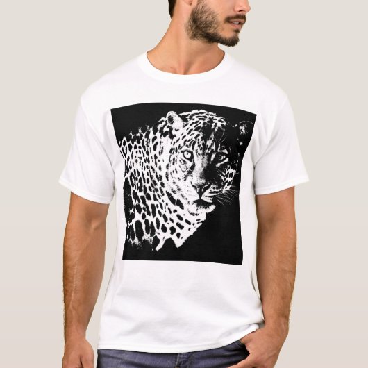 Dieren Lopard Head Pop Art Sjabloon Moderne Mannen T-shirt (Voorkant)