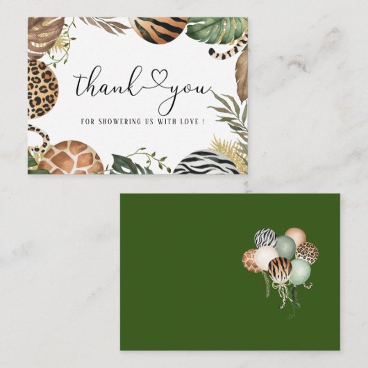 Dieren Luipaard Oerwoud Vrij baby shower dan Notitiekaartje (Voorkant / Achterkant)