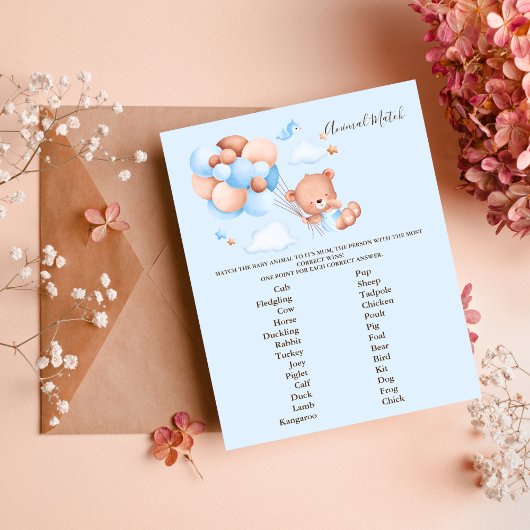 Dieren Match Baby Shower Spel