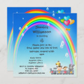 Dieren, meisje, trein en regenboogdag kaart (Voorkant / Achterkant)