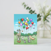 Dieren met Ballonnen Briefkaart (Staand voorkant)