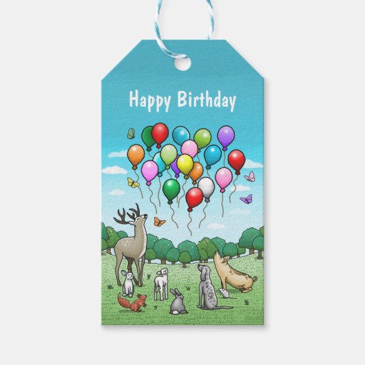 Dieren met Ballonnen Cadeaulabel (Voorkant)
