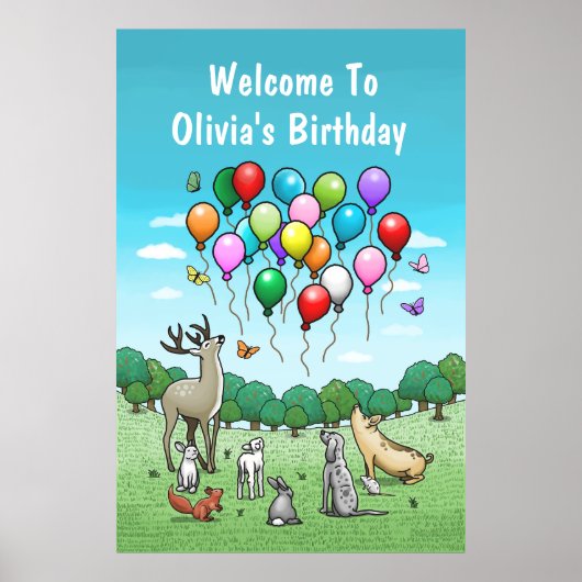 Dieren met Ballonnen Poster (Voorkant)