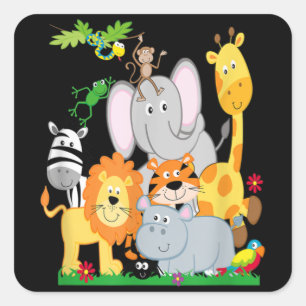 Dieren met dierentuin: een dag op een dag vierkante sticker