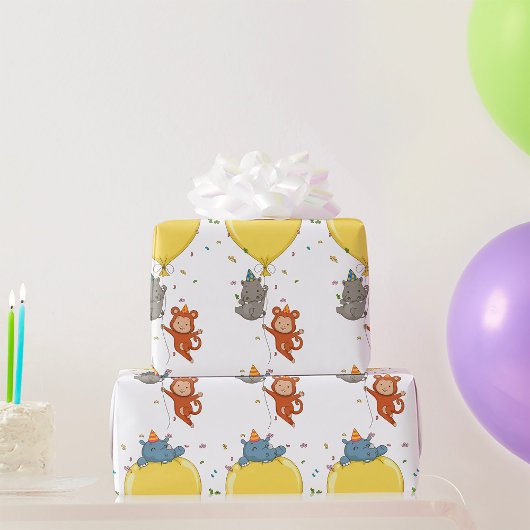 Dieren met een ballon cadeaupapier