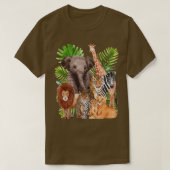 Dieren met een veilig Oerwoud op dierentuin op de T-shirt (Design voorkant)