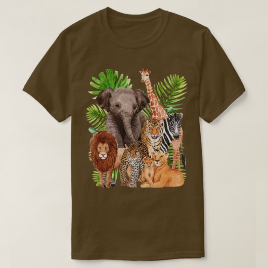 Dieren met een veilig Oerwoud op dierentuin op de  T-shirt (Design voorkant)