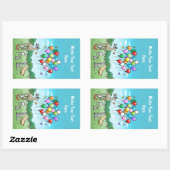 Dieren met feestballonnen rechthoekige sticker (Vel)