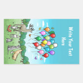 Dieren met feestballonnen rechthoekige sticker (Voorkant)