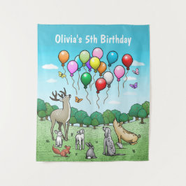 Dieren met Kleurrijke Ballonnen Wandkleed