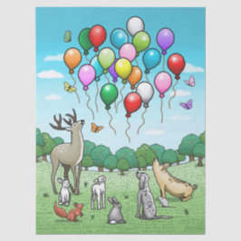 Dieren met Kleurrijke Verjaardagsballonnen Tissuepapier