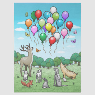 Dieren met Kleurrijke Verjaardagsballonnen Tissuepapier