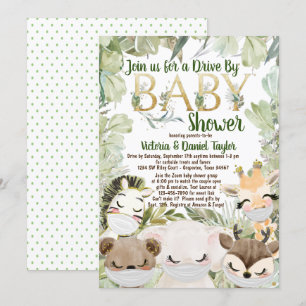 Dieren Met Masker Geslacht Neutrale Covid Baby Sho Kaart