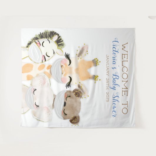 Dieren Met Masker Jongen Baby Shower XL Achtergron Wandkleed (Voorkant (horizontaal))